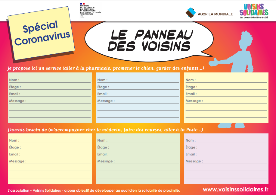 Panneau Voisins solidaires Panneau Voisins solidaires
